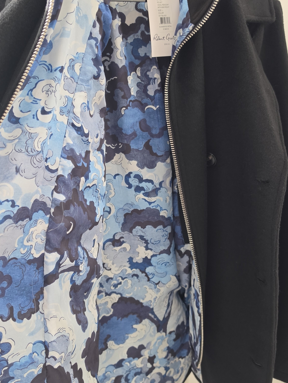 Robert Graham Black Double-Breasted Peacoat - Picture 7 of 11